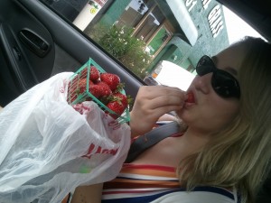 Delicious strawberries and my beautiful wife from the Las Vegas farmer's market.