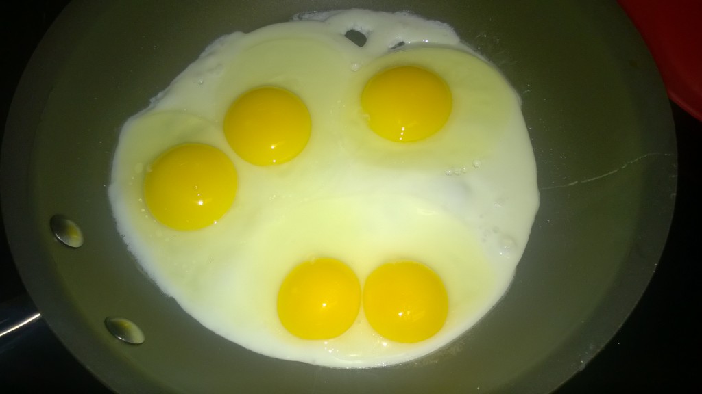 Flip those eggs after turning the heat off on both pans (thanks for the trick Angela!)